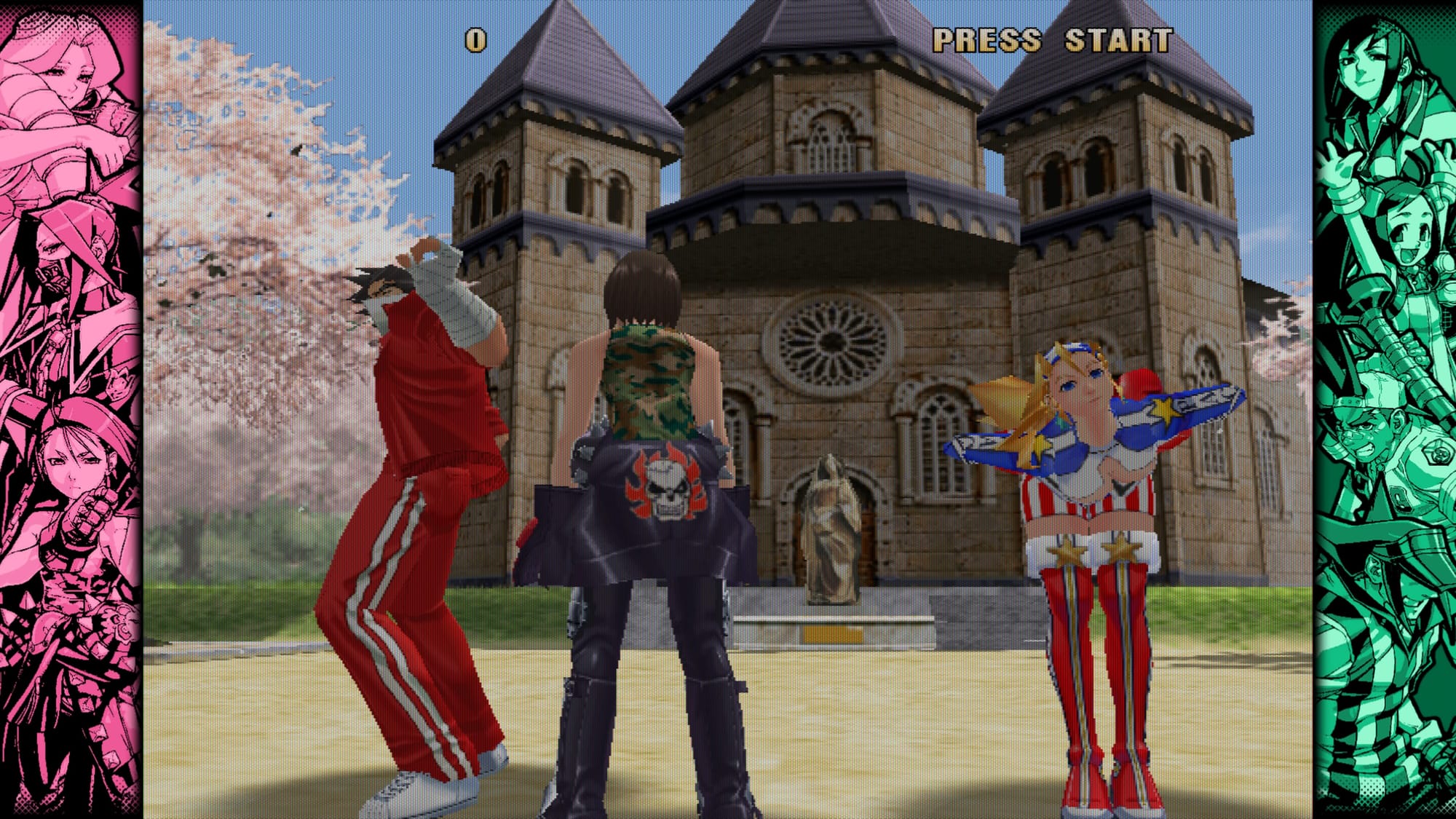 project justice screenshot showing three characters standing in a line