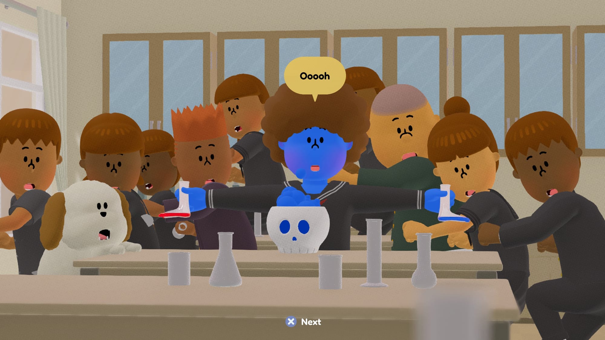 To a T screenshot showing Teen turned blue as her classmates look on in horror