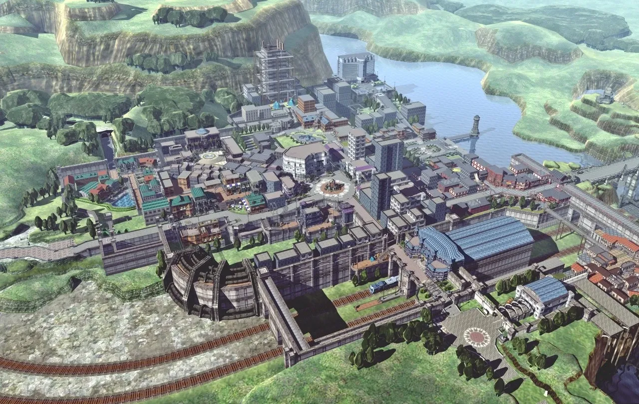 An aerial view of Crossbell City