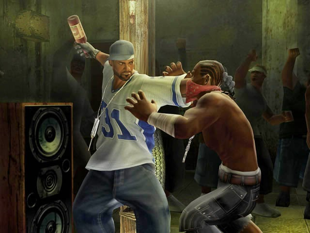 Def Jam Fight For NY screenshot showing a character attacking another character with a bottle