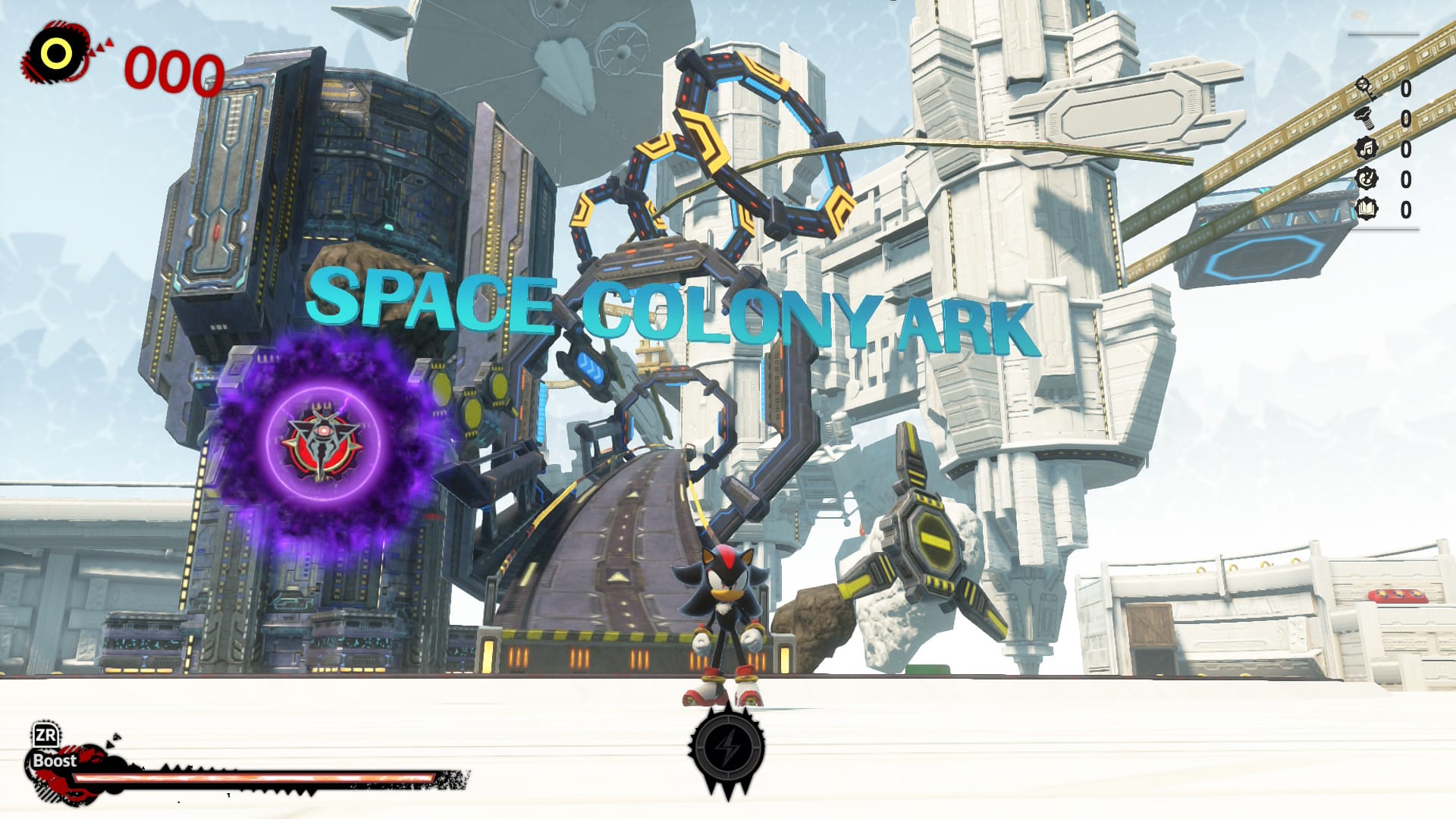 Shadow standing infront of the "Space Colony Ark" in Shadow: Generations, it still looks bad running on a Switch 2.