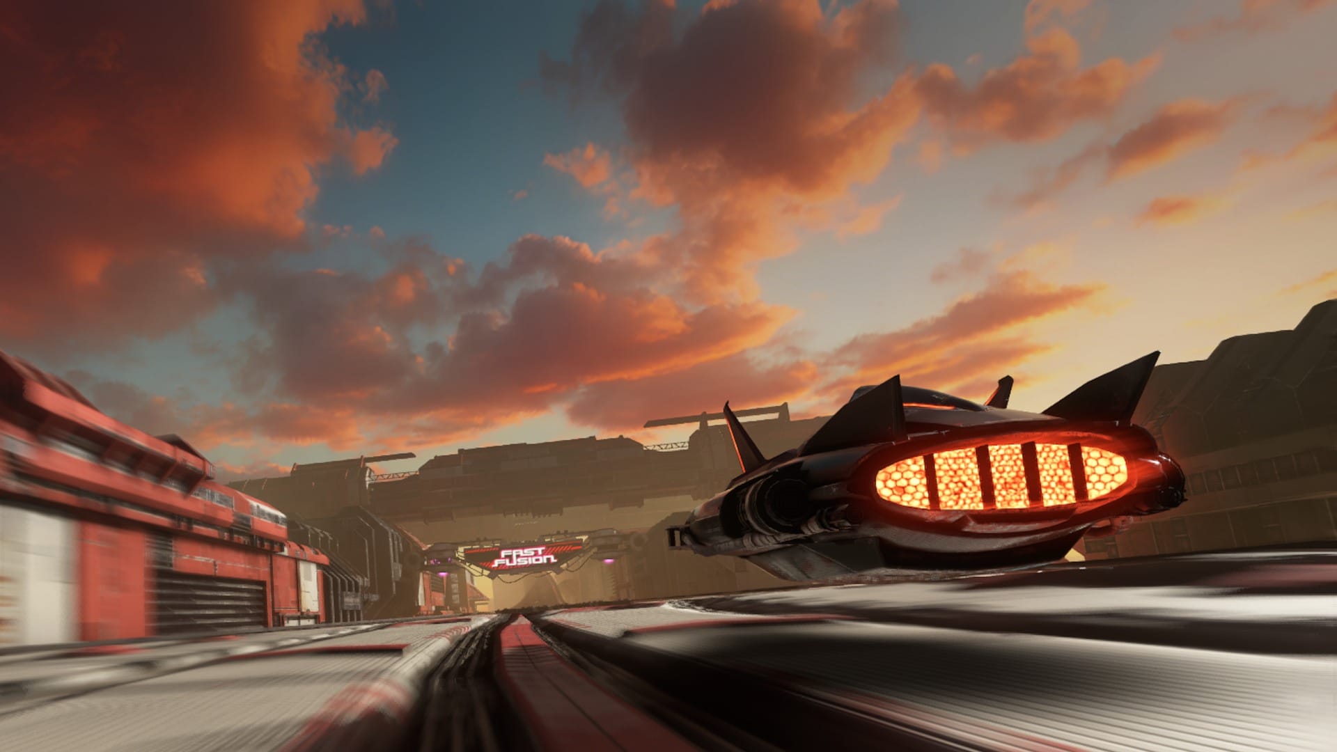 A futuristic racing cart on a track