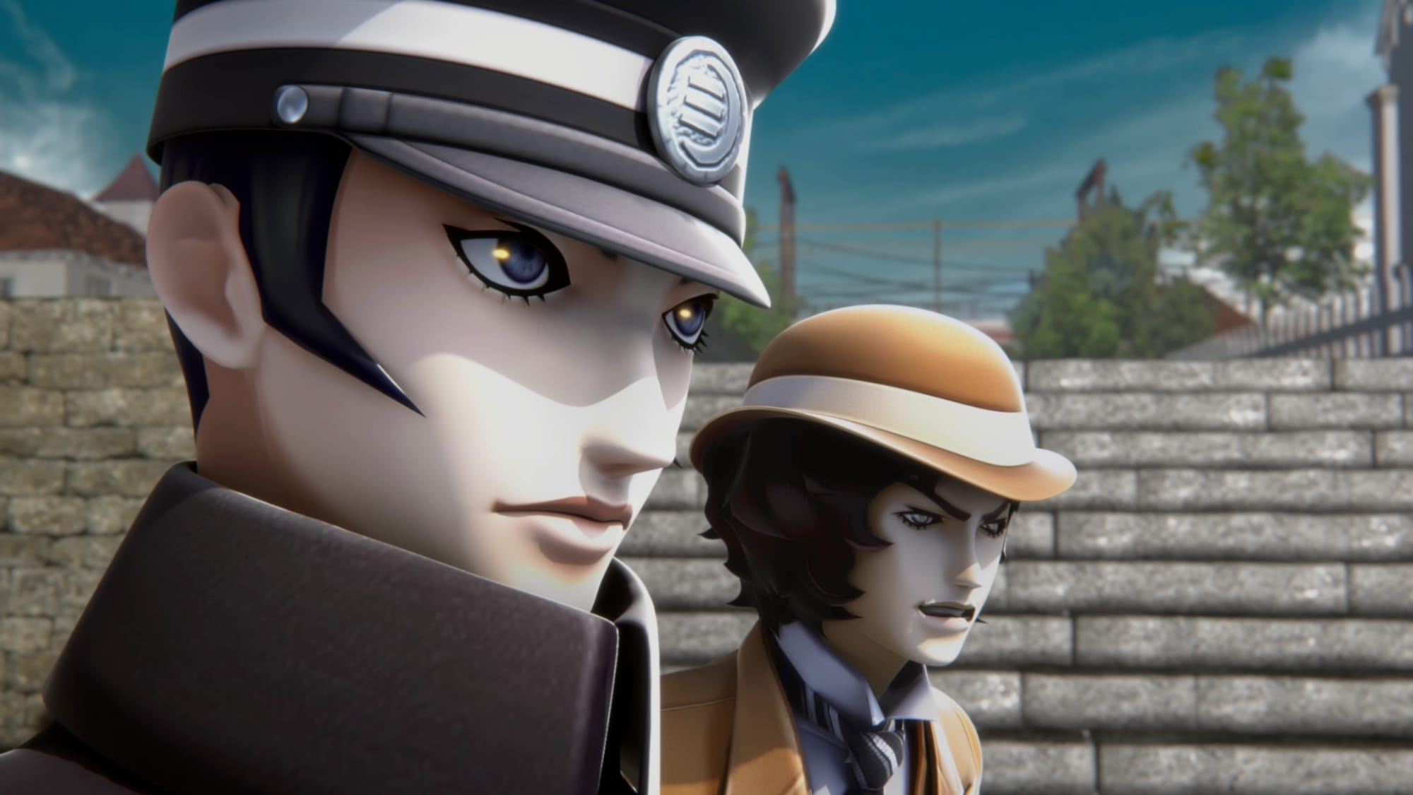 Raidou and Narumi looking at something in the distance on Raidou Remastered.