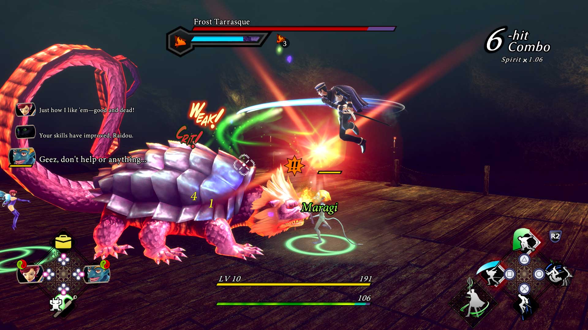 Raidou prefroming a jumping attack in Raidou Remastered.
