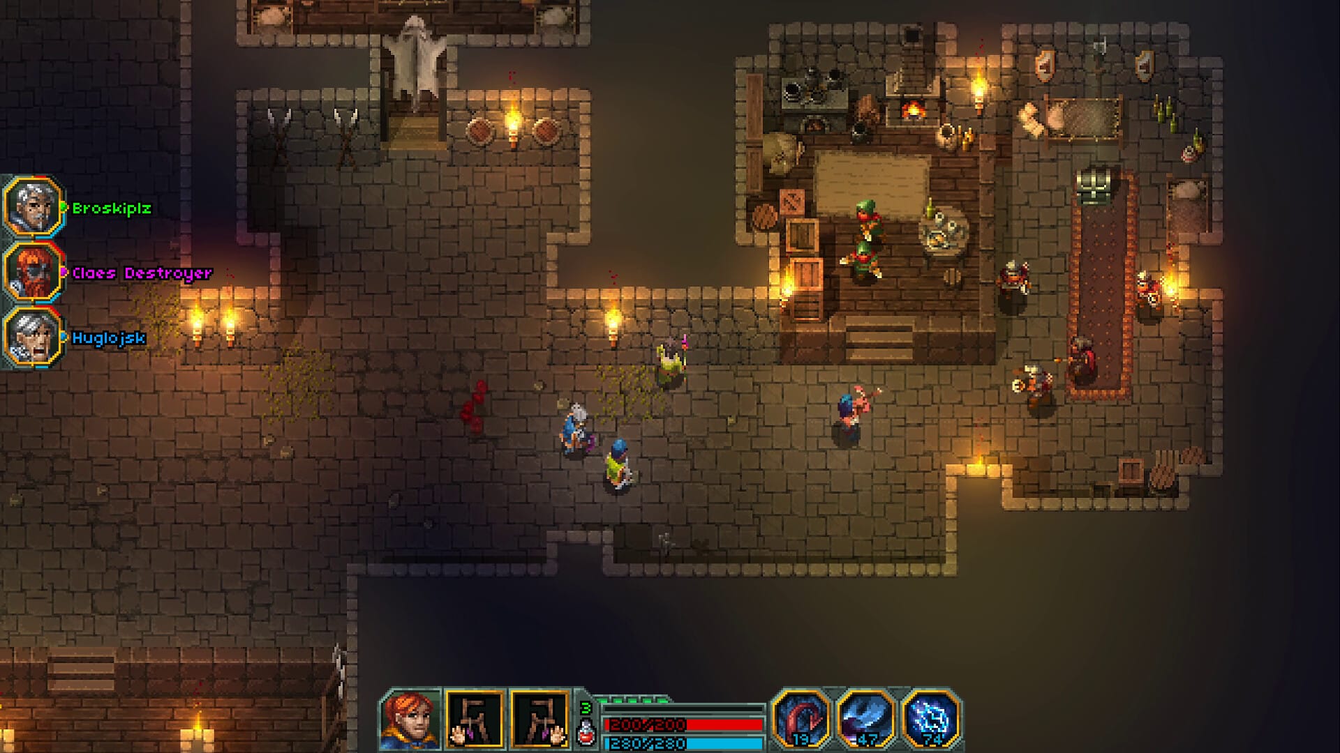 Shows a Heroes of Hammerwatch 2 image where the party is about to fight off some enemies. 