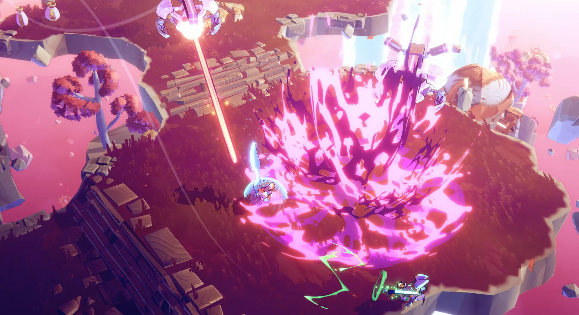 Shows a Windblown image with a massive purple explosion. 