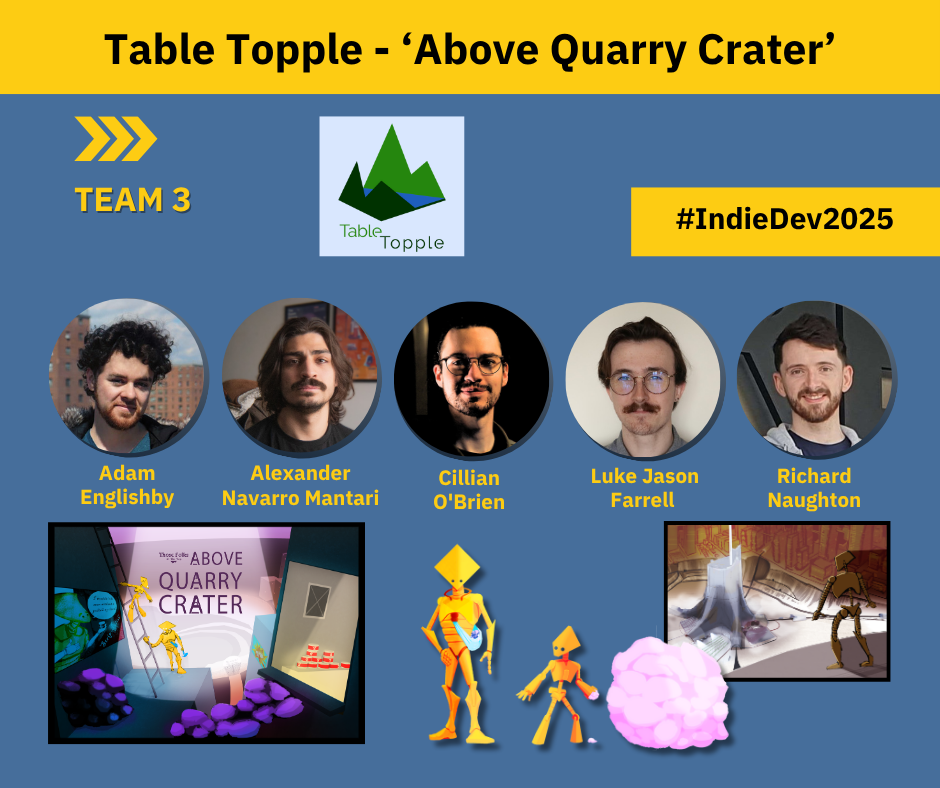 Table Topple team members (left to right): Adam Englishby, Alexander Navarro Mantari, Cillian O'Brien, Luke Jason Farrell, and Righard Naughton.