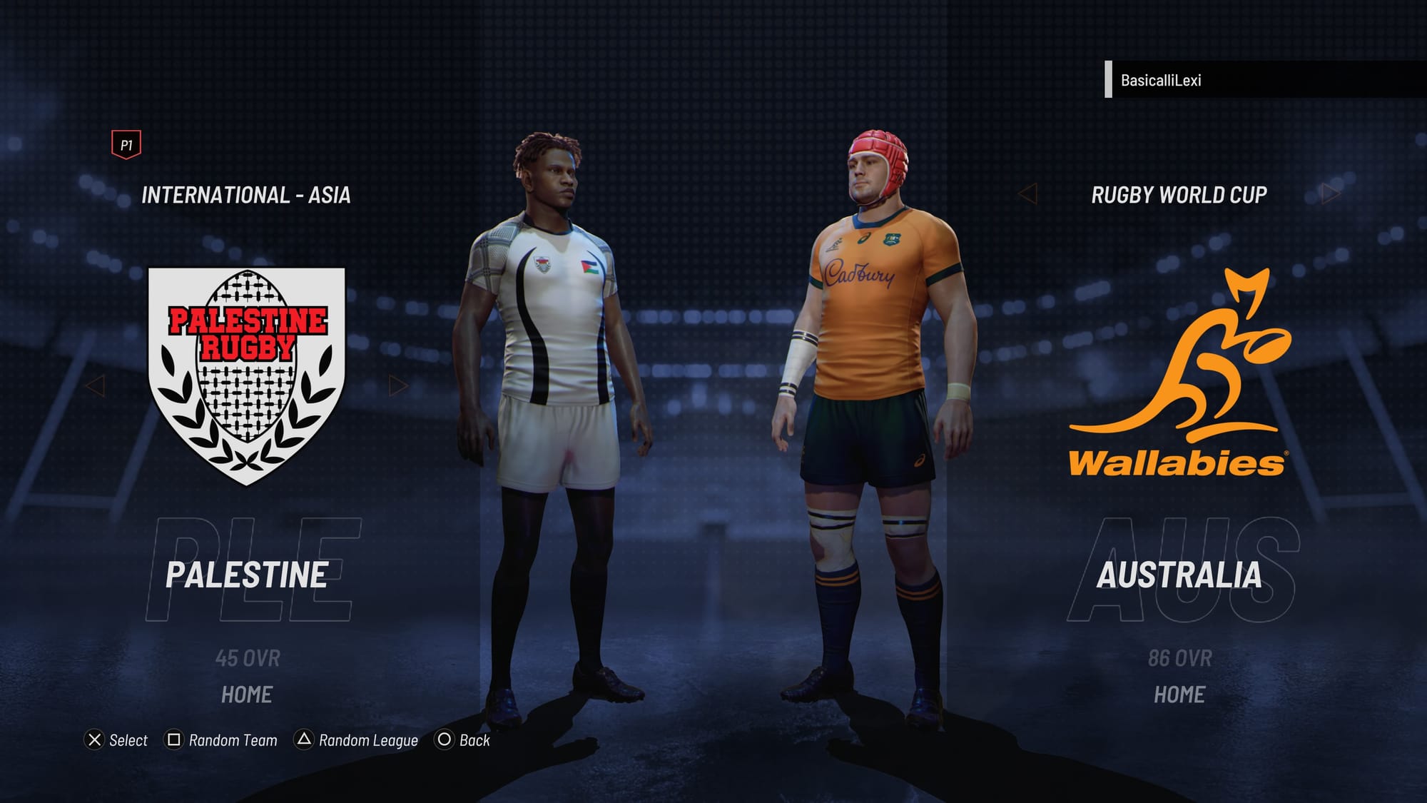 Palestine Rugby in the International - Asia Team section of Rugby 25's team selection page.
