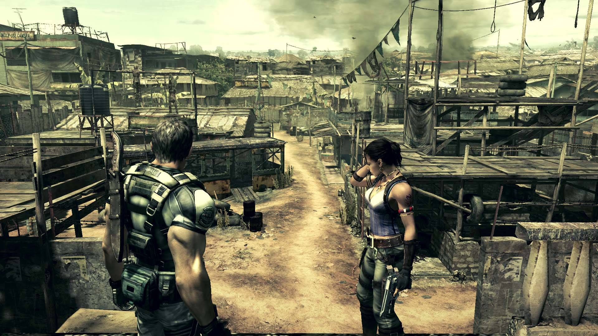 Chris and Sheeva overlooking a ramshackled town in Kijuju.
