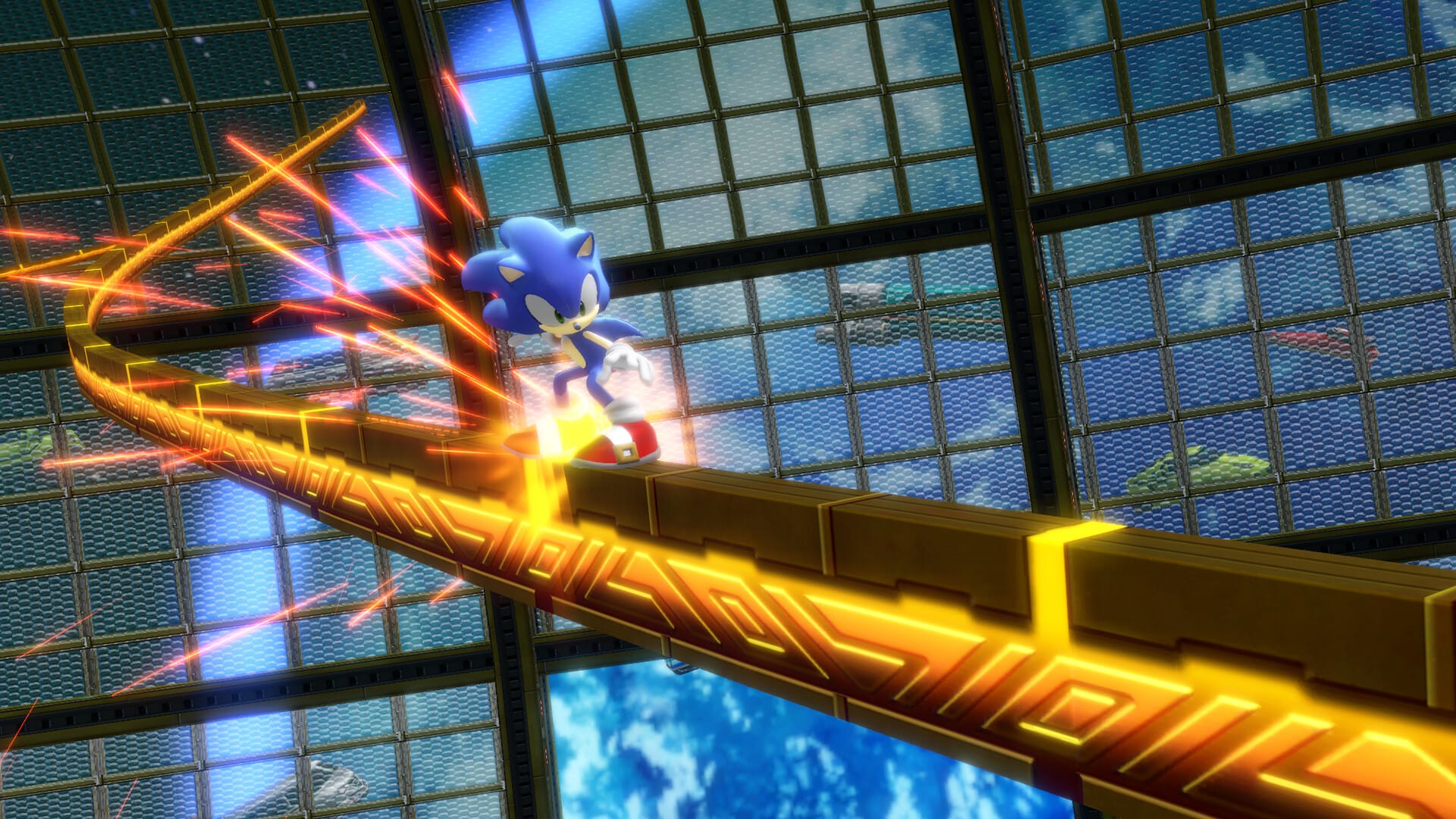 Sonic grinding on a rail in a space station