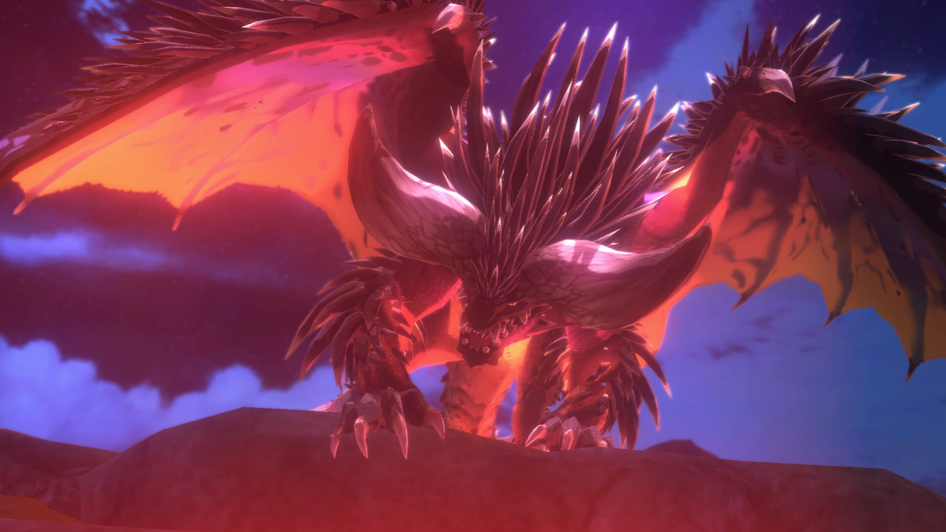 Fearsome orange and black dinosaur-esque monster