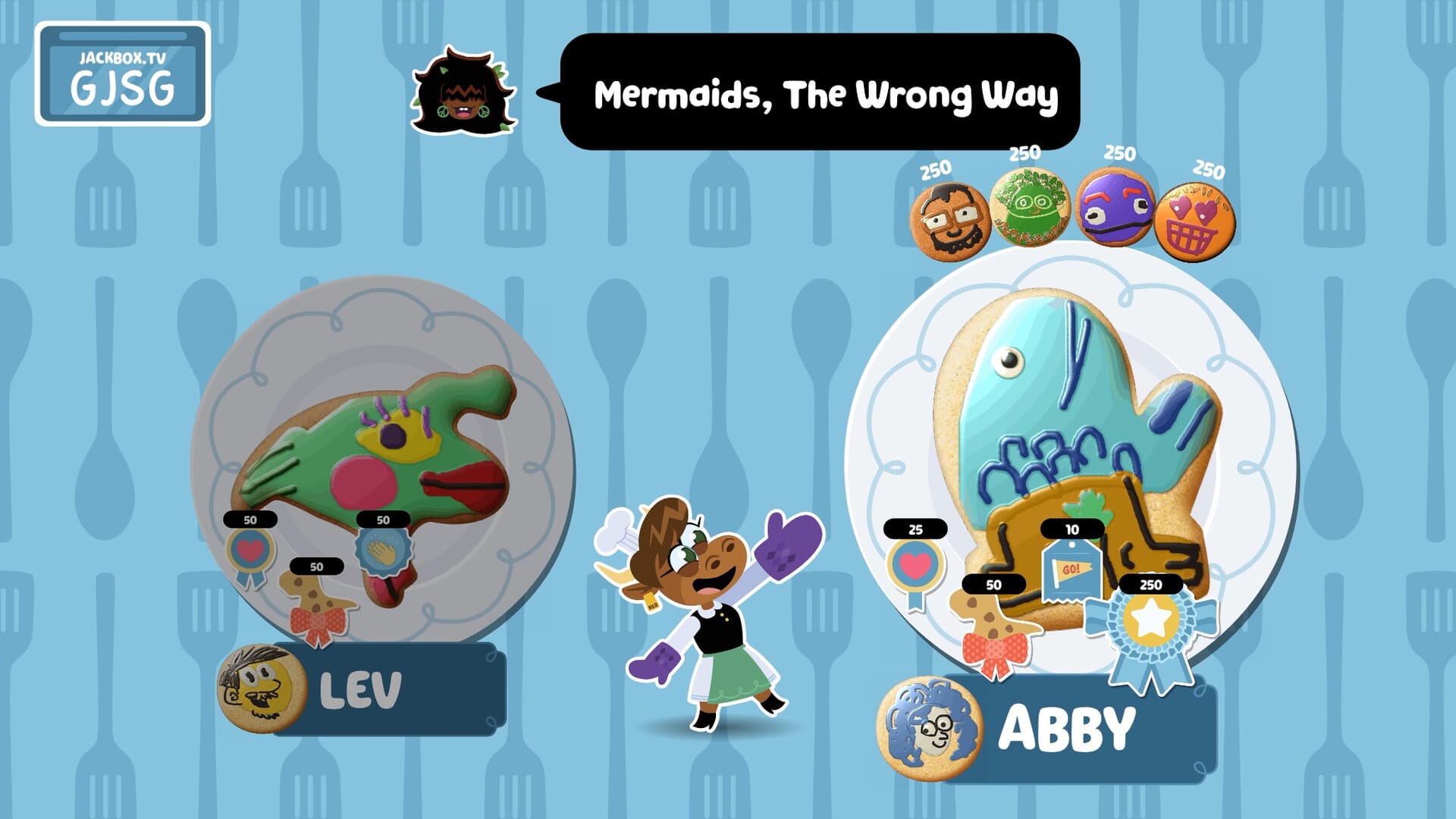 Two cookie designs on the left and right - right cookie has more votes