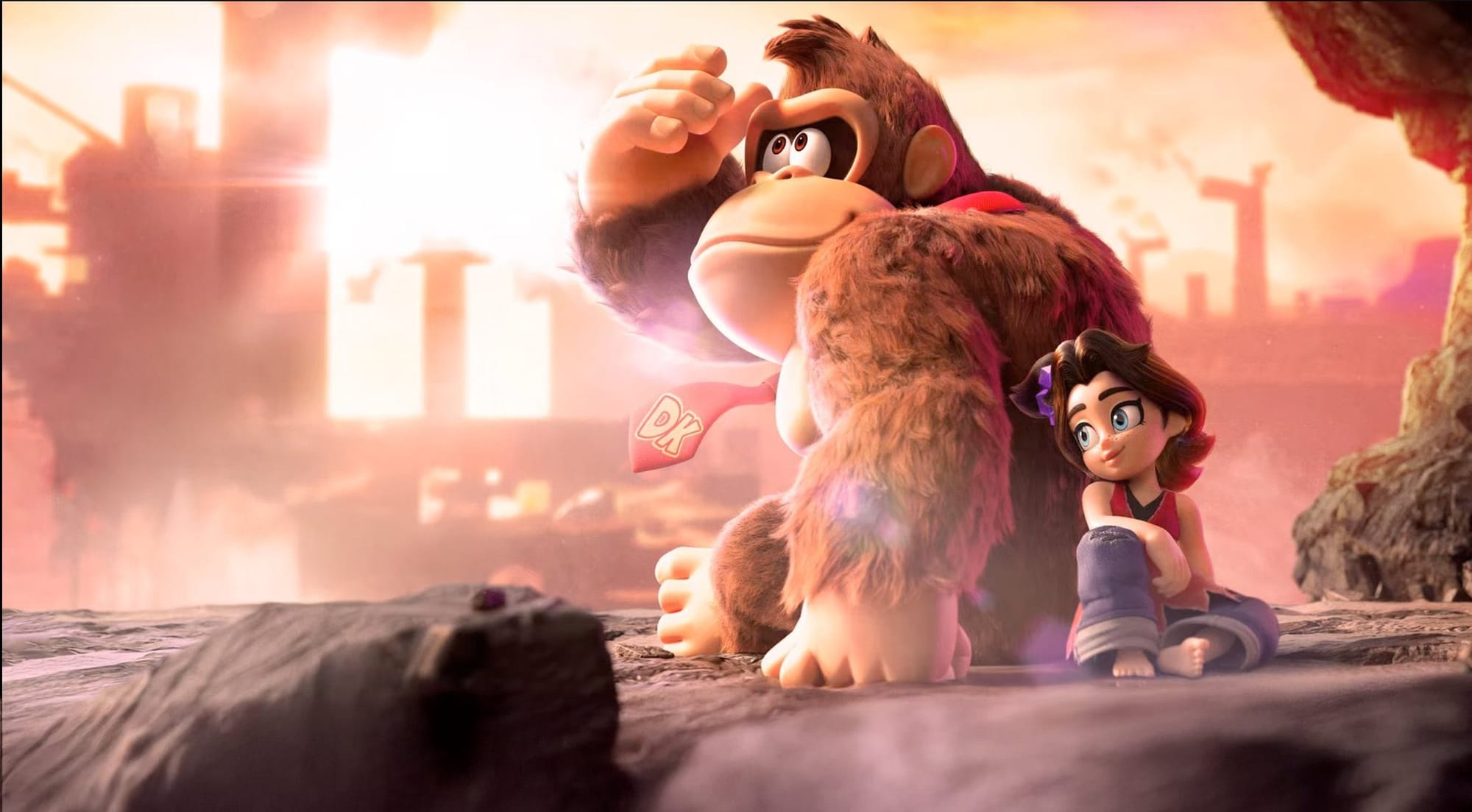 DK Bananza key art showing DK and Pauline