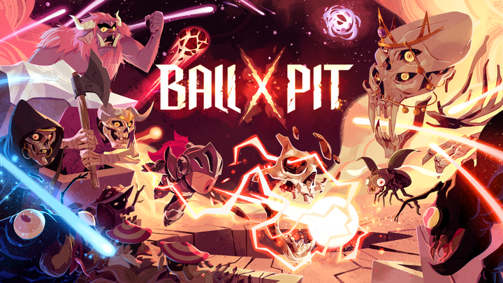 BALL x Pit key art shows demons everywhere with an electric ball in the middle